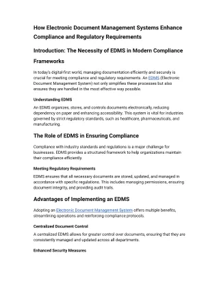 How Electronic Document Management Systems Enhance Compliance and Regulatory Requirements