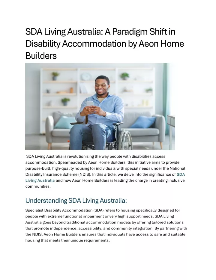 sda living australia a paradigm shift