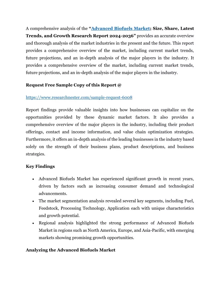 a comprehensive analysis of the advanced biofuels