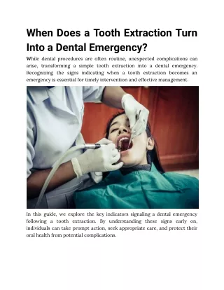 When Does a Tooth Extraction Turn Into a Dental Emergency