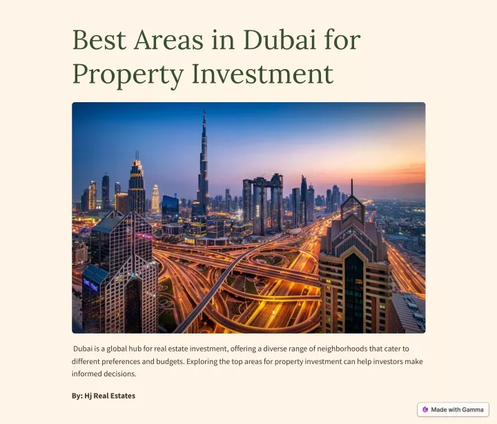 best areas in dubai for property investment