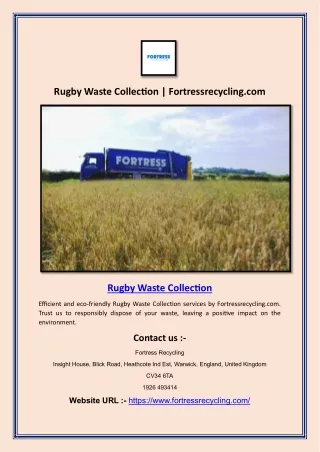 Rugby Waste Collection | Fortressrecycling.com