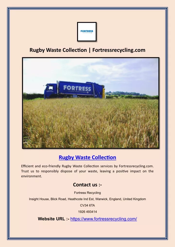 rugby waste collection fortressrecycling com