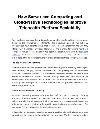 How Serverless Computing and Cloud-Native Technologies Improve Telehealth Platform Scalability