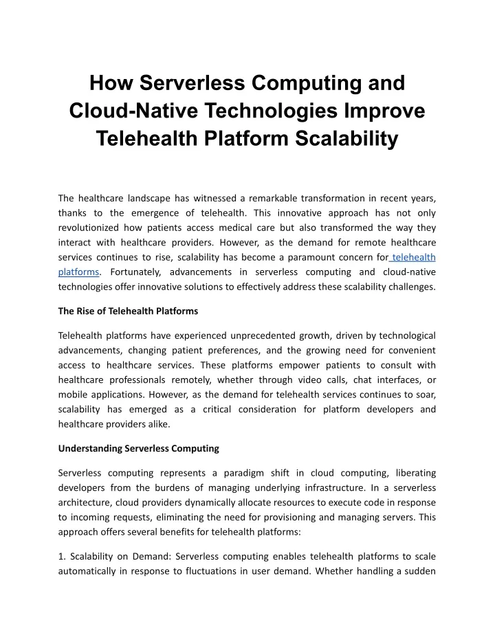 how serverless computing and cloud native