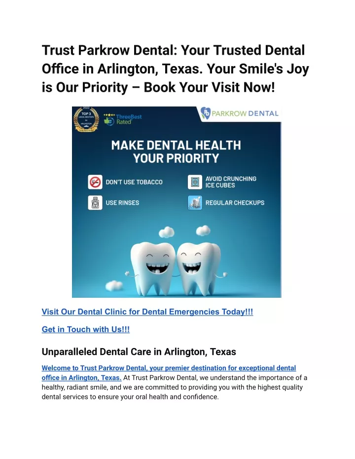 trust parkrow dental your trusted dental office