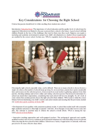 key considerations for choosing the right school