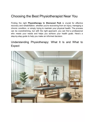 Choosing the Best Physiotherapist Near You