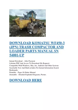 DOWNLOAD KOMATSU WF450-3 (JPN) TRASH COMPACTOR AND LOADER PARTS MANUAL SN 54001-UP