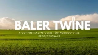 Baler Twine:A Comprehensive Guide for Agricultural Professionals