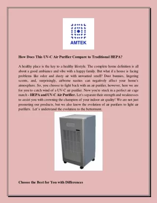 Choose the Right Air Purification Solution for You - Amtekpurehw