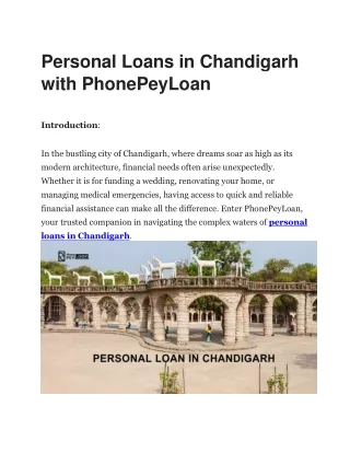 Personal Loans in Chandigarh with PhonePeyLoan