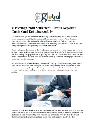 Mastering Credit Settlement How to Negotiate Credit Card Debt Successfully