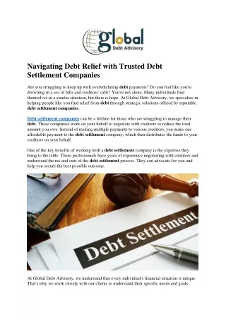 Navigating Debt Relief with Trusted Debt Settlement Companies
