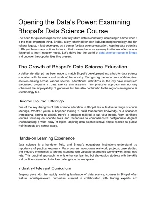 Opening the Data's Power_ Examining Bhopal's Data Science Course