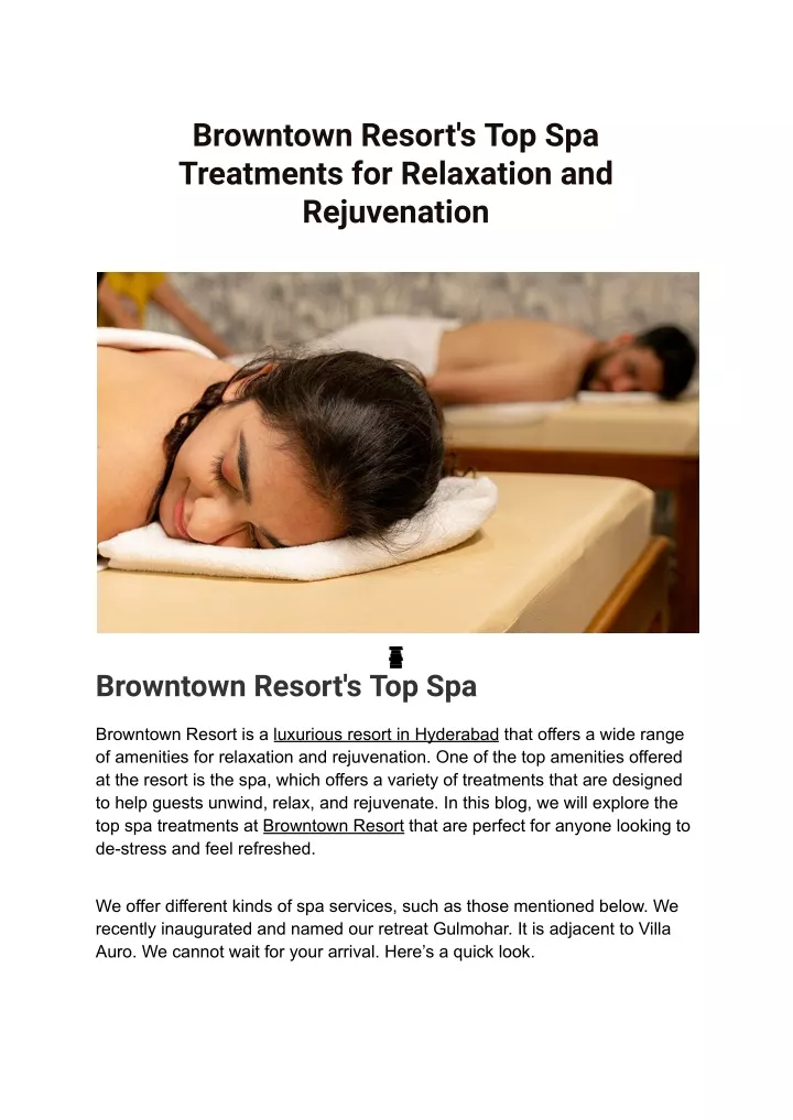 browntown resort s top spa treatments