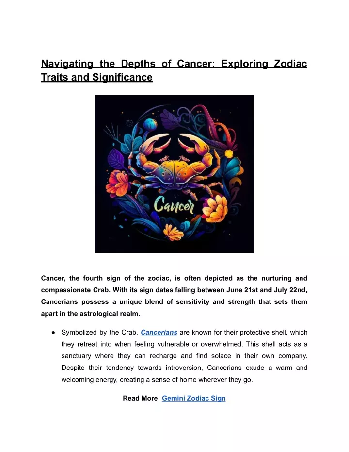 navigating the depths of cancer exploring zodiac