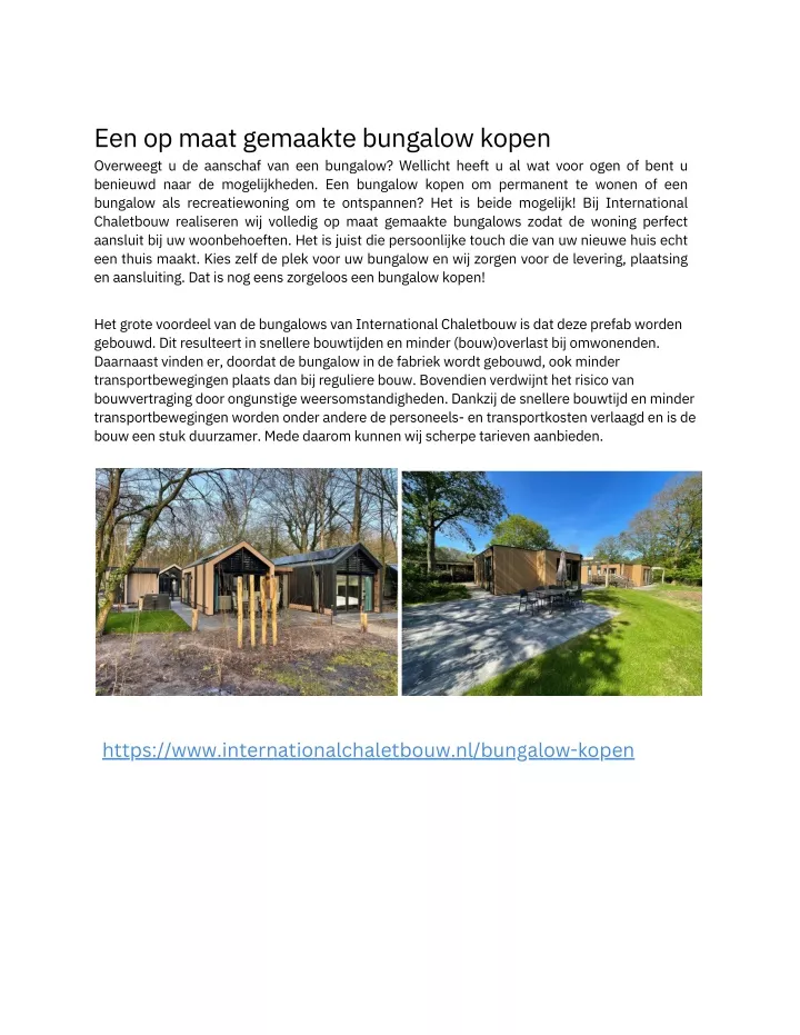 een op maat gemaakte bungalow kopen overweegt