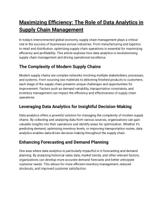 maximizing efficiency the role of data analytics