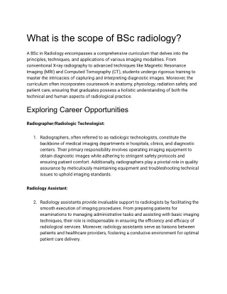 What is the scope of BSc radiology