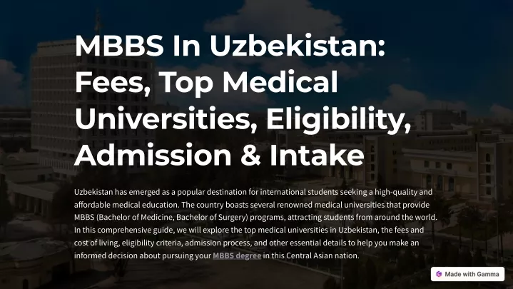 mbbs in uzbekistan fees top medical universities