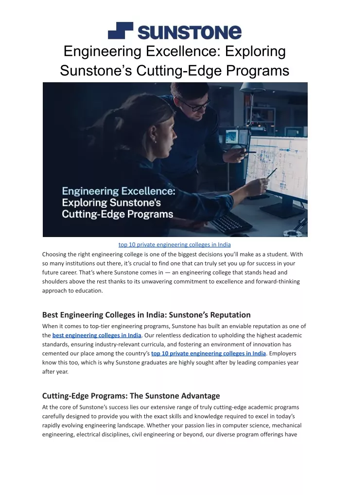 engineering excellence exploring sunstone