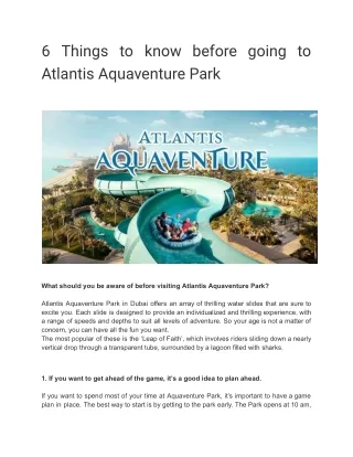 6 Things to know before going to Atlantis Aquaventure Park