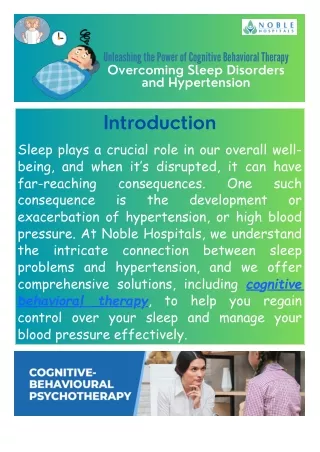 Unleashing the Power of Cognitive Behavioral Therapy in Pune Overcoming Sleep Disorders and Hypertension