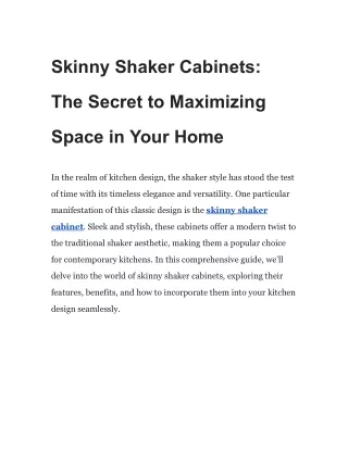 Skinny Shaker Cabinets_ The Secret to Maximizing Space in Your Home