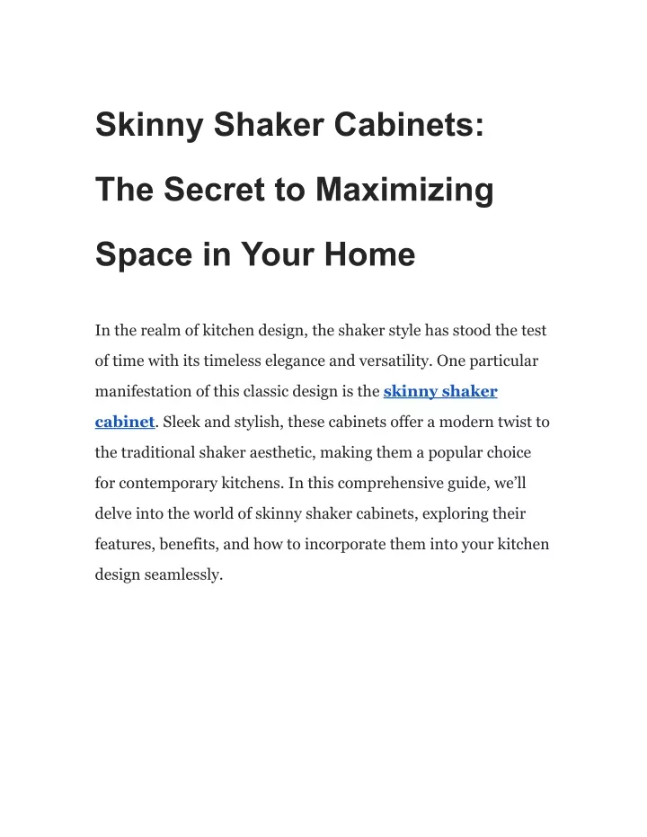 skinny shaker cabinets