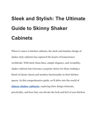 Sleek and Stylish_ The Ultimate Guide to Skinny Shaker Cabinets