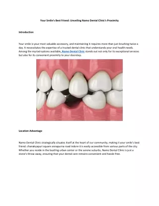 Your Smile's Best Friend: Unveiling Namo Dental Clinic's Proximity