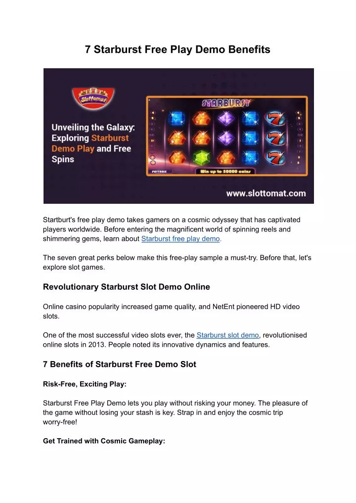 7 starburst free play demo benefits