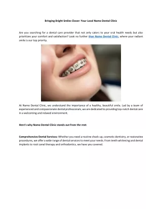 Bringing Bright Smiles Closer: Your Local Namo Dental Clinic