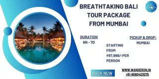 Breathtaking Bali Tour Package from Mumbai