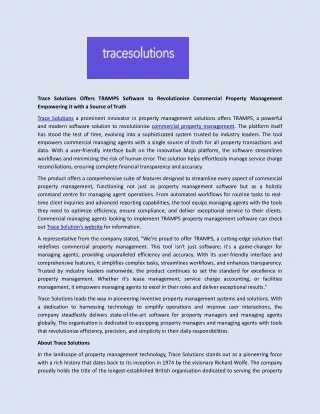 trace solutions offers tramps software