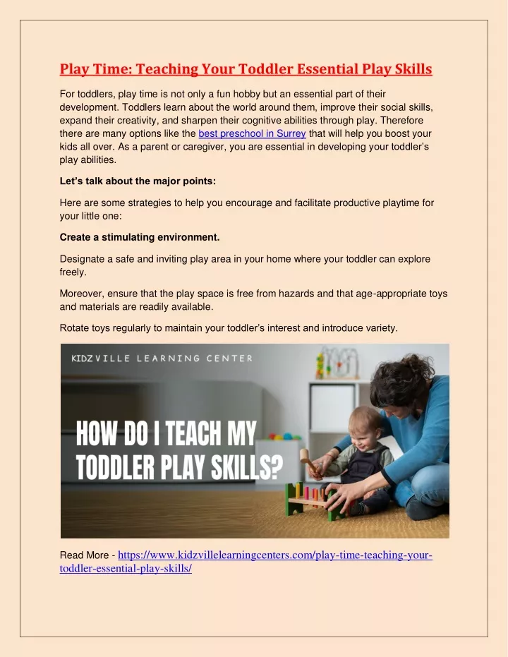 play time teaching your toddler essential play