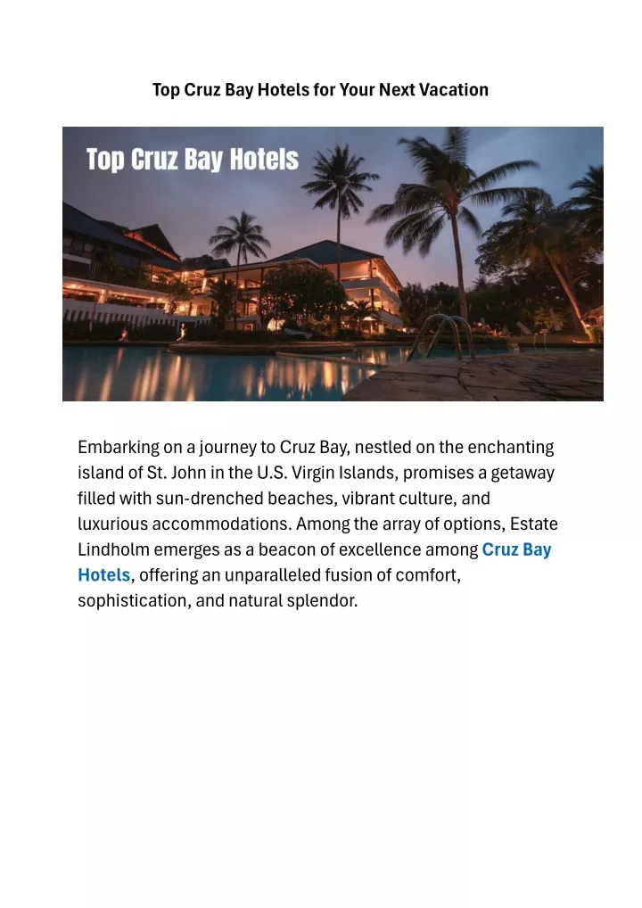 top cruz bay hotels for your next vacation