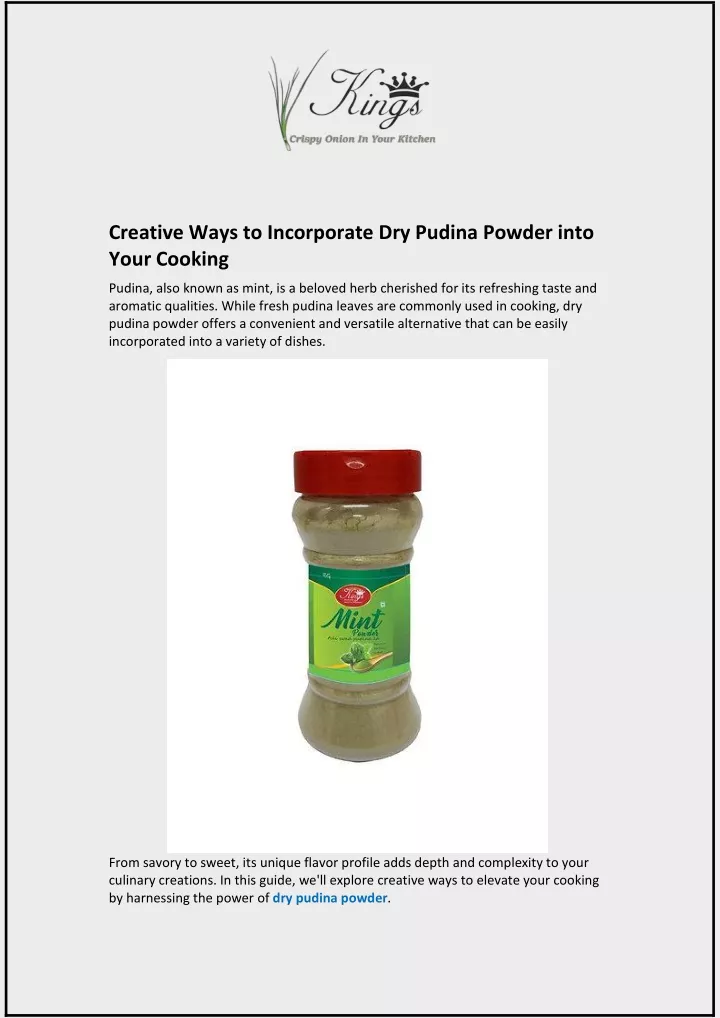 creative ways to incorporate dry pudina powder