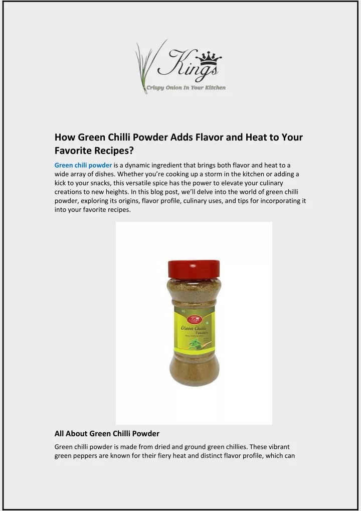 how green chilli powder adds flavor and heat