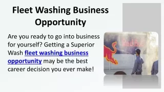 Fleet Washing Business Opportunity