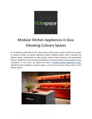 Modular Kitchen Appliances Goa