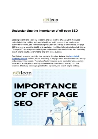 Understanding the importance of off-page SEO