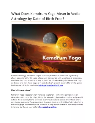 What Does Kemdrum Yoga Mean in Vedic Astrology by Date of Birth Free