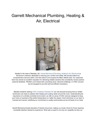Garrett Mechanical Plumbing, Heating & Air, Electrical