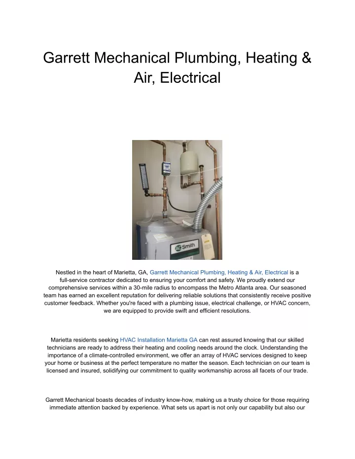 garrett mechanical plumbing heating air electrical