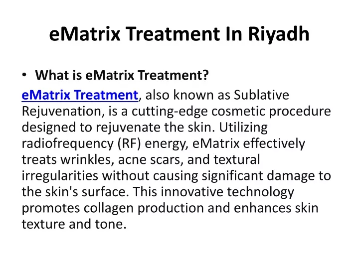 ematrix treatment in riyadh