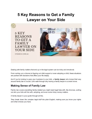 5 Key Reasons to Get a Family Lawyer on Your Side
