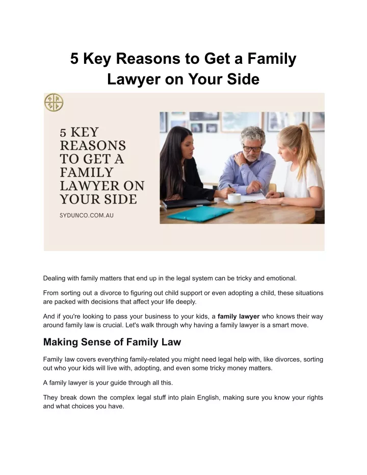 5 key reasons to get a family lawyer on your side