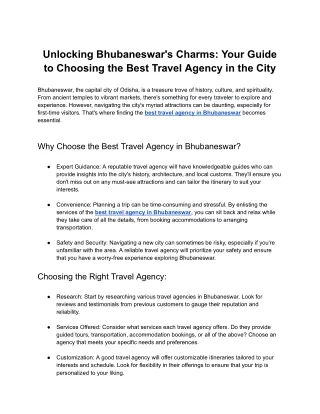 Unlocking Bhubaneswar's Charms_ Your Guide to Choosing the Best Travel Agency in the City